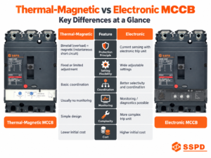 Principales différences entre les disjoncteurs magnéto-thermiques (MCCB) et les disjoncteurs électroniques (MCCB)