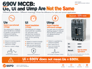 Différence entre Ue, Ui et Uimp pour le choix d'un disjoncteur MCCB de 690 V